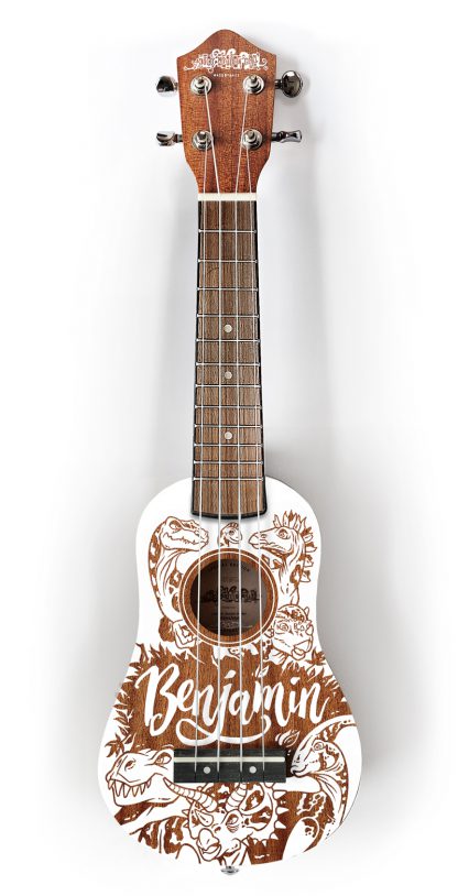 Jurassic Jungle Sopraan Ukulele met jouw eigen naam - Locomotionman